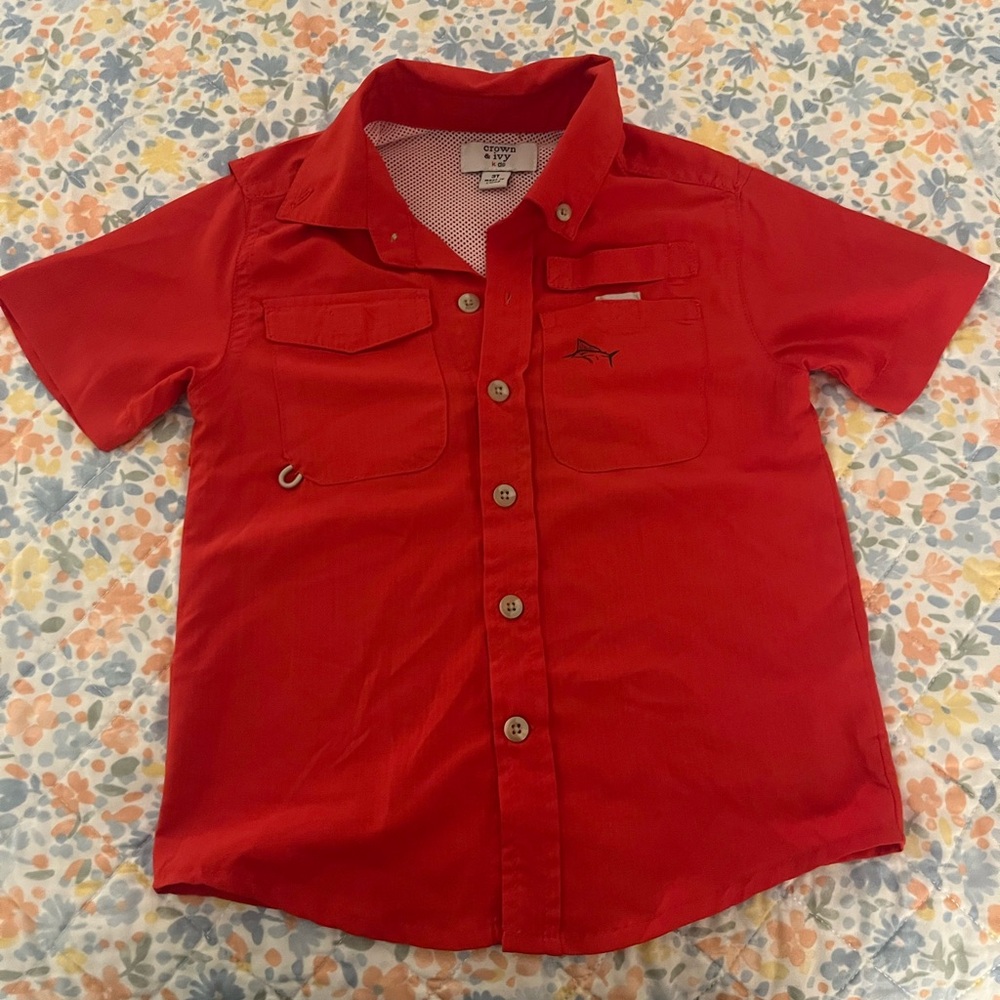 Adorable red fishing shirt